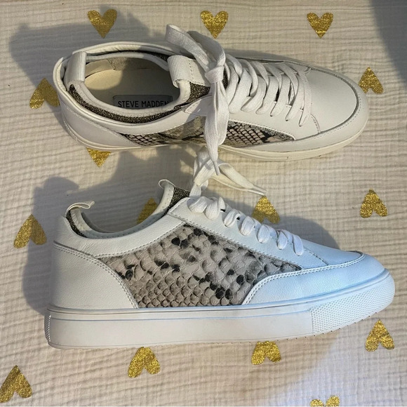 Steve Madden Gold Snake Bliss Fashion Sneakers - Picture 1 of 7